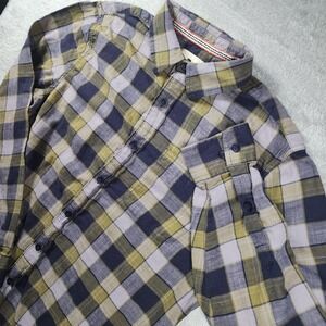 The Normal Brand Shirt Mens Medium Blue Plaid Flannel Long Sleeve Button Up